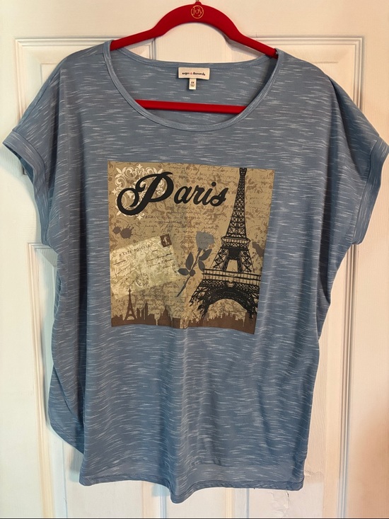 sugar & diamonds Tops - Sugar & Diamonds light denim-blue Paris Eiffel Tee